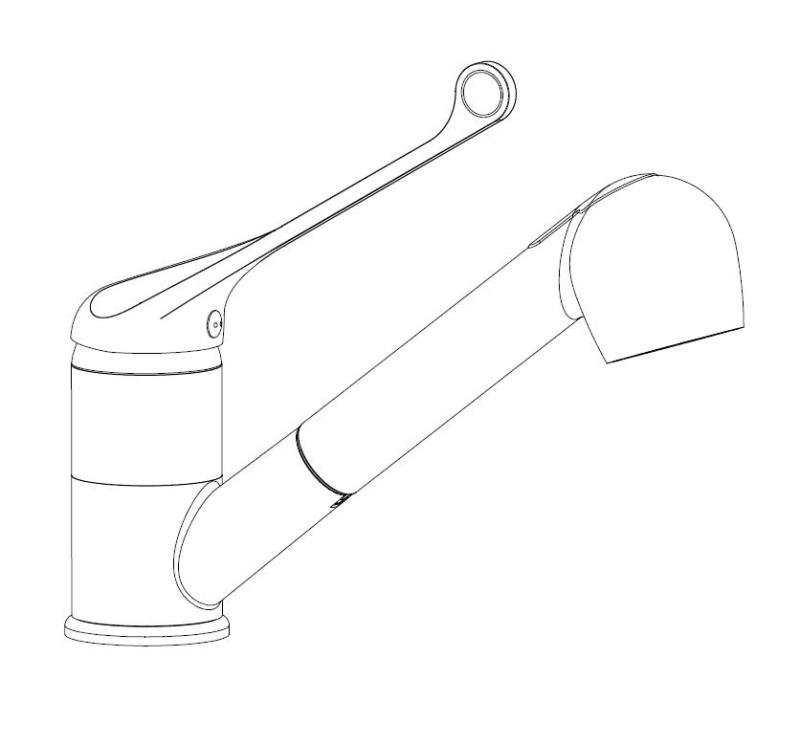 Aquanello Medic Torneira de cozinha com alavanca longa e bico extensível, cromada CR-1006-MD