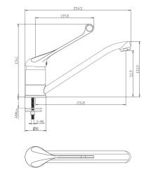 Aquanello Medic Torneira de cozinha com alavanca longa  Cromada CR-1007-MD
