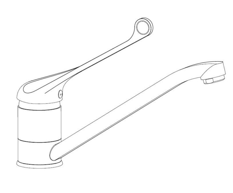 Aquanello Medic Torneira de cozinha com alavanca longa  Cromada CR-1007-MD