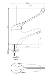 Aquanello Medic Misturadora de lavatório com manípulo extra longo, cromada CR-1103-MD