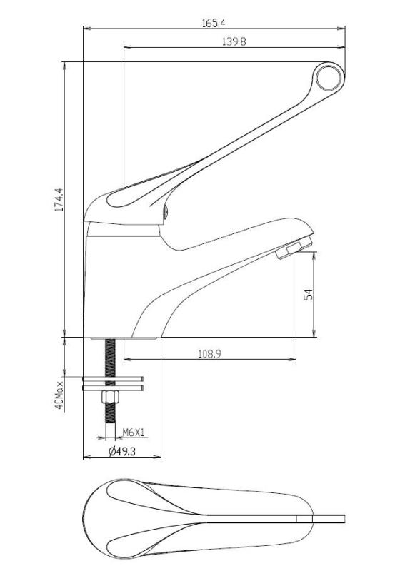Aquanello Medic Misturadora de lavatório com manípulo extra longo, cromada CR-1103-MD