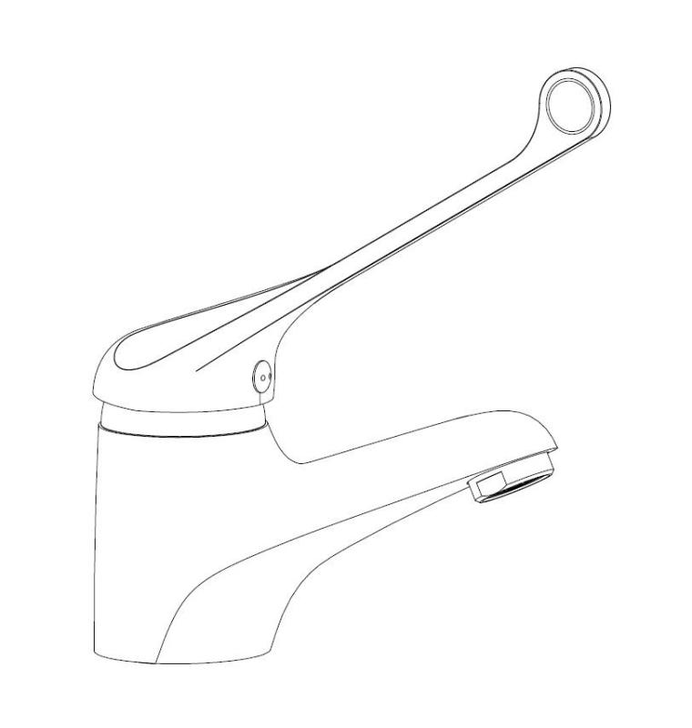 Aquanello Medic Misturadora de lavatório com manípulo extra longo, cromada CR-1103-MD