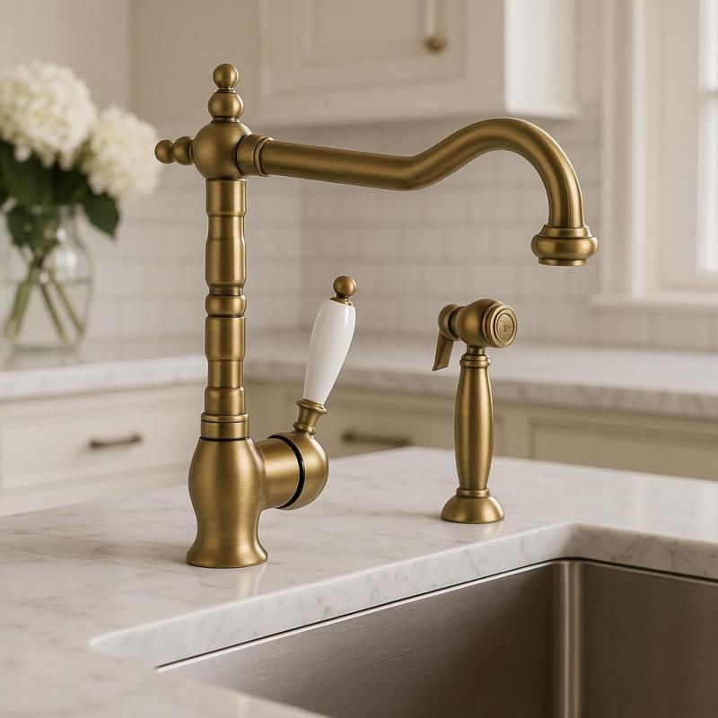 PB Chuveiro de mão extensível para cozinha, estilo clássico em bronze