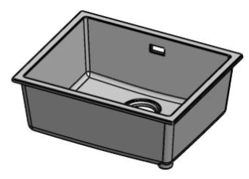 Pure.Sink Eternal Lavatório Quartz Branco 50x40 cm para encastrar e sobrebancada com tampão dourado