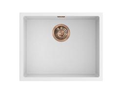 Pure.Sink Eternal Lava-loiça Quartz Branco 50x40 cm, para encastrar e sobrebancada, com tampão de cobre