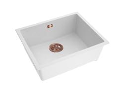 Pure.Sink Eternal Lava-loiça Quartz Branco 50x40 cm, para encastrar e sobrebancada, com tampão de cobre