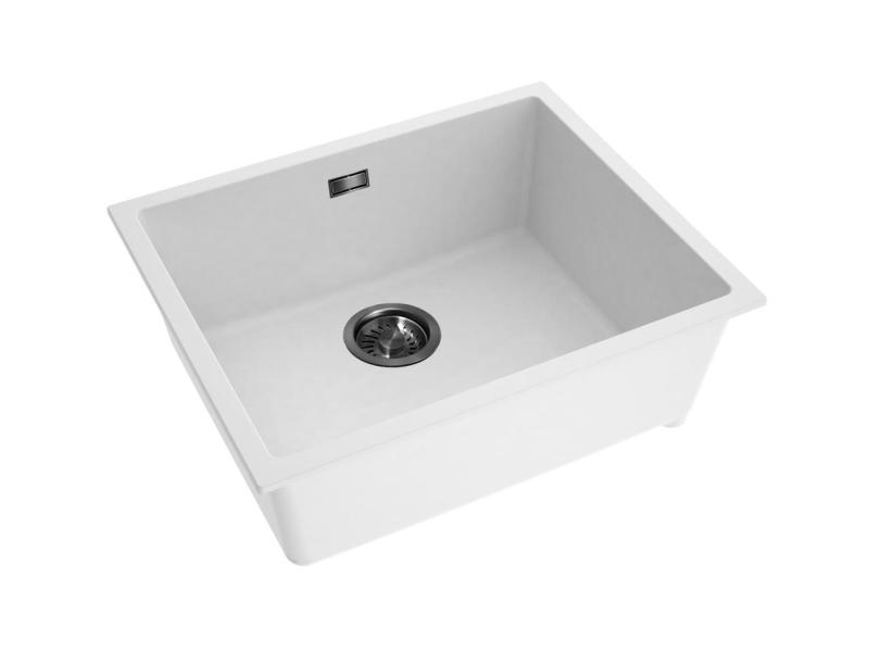 Pure.Sink Eternal Lava-loiça Quartz Branco 50x40 cm, para encastrar e sobrebancada, com tampão em cinza metálico