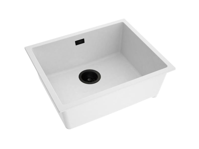 Pure.Sink Eternal Lavatório Quartz Branco 50x40 cm para encastrar e sobrebancada com tampão preto