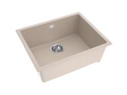 Pure.Sink Eternal Lavatório Quartz Beige 50x40 cm, para encastrar e sobrebancada, com tampão em aço inoxidável