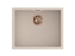Pure.Sink Eternal Lavatório Quartz Beige 50x40 cm, para encastrar e sobrebancada, com tampão de cobre