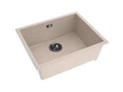 Pure.Sink Eternal Lavatório Quartz Beige 50x40 cm para encastrar e sobrepostar com tampão em cinza metálico