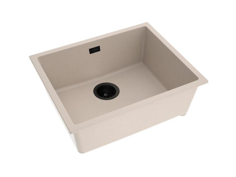 Pure.Sink Eternal Lavatório Quartz Beige 50x40 cm para encastrar e sobrebancada com tampão preto