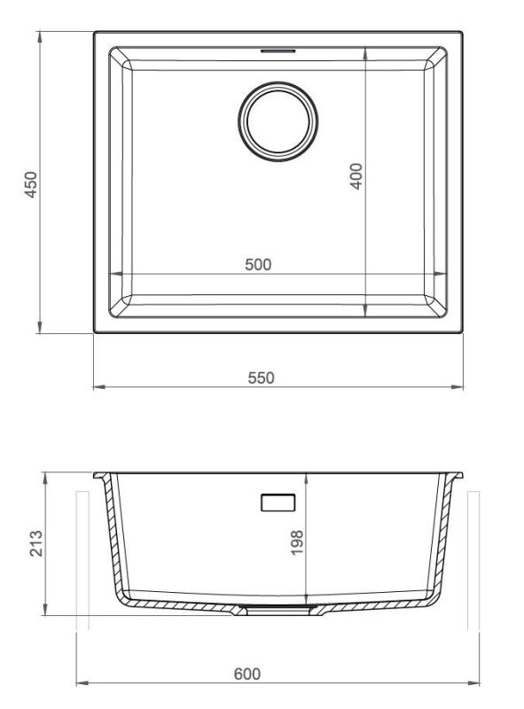 Pure.Sink Eternal Lavatório Quartz Beige 50x40 cm, para encastrar e sobrebancada, com tampão automático dourado