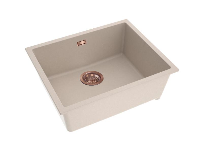Pure.Sink Eternal Lavatório Quartz Beige 50x40 cm, para encastrar e sobrebancada, com tampão automático em cobre