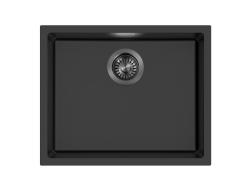 Pure.Sink Eternal Lavatório Quartz Preto 50x40 cm para encastrar à face e sob a bancada com tampão em Gun Metal