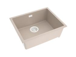 Pure.Sink Eternal Lavatório Quartz Beige 50x40 cm para encastrar à face e sob a bancada com tampão branco