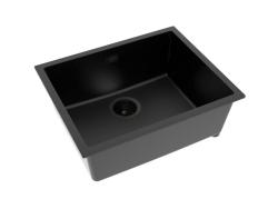 Pure.Sink Eternal Lavatório Quartz Preto 50x40 cm para encastrar à face e sob a bancada com tampão automático preto