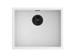 Pure.Sink Eternal Lavatório Quartz Branco 50x40 cm para encastrar à face e sob a bancada com tampão automático preto