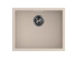 Pure.Sink Eternal Lavatório Quartz Beige 50x40 cm para encastrar à face e sob a bancada com tampão automático em Gun Metal