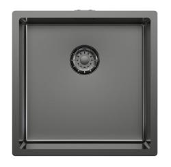 Pure.Sink Comfort Pia em PVD Gun Metal, 40 x 40 cm, raio de 10 mm, para encastrar, montagem à face e montagem sobre bancada PCM4040-61