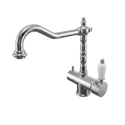 PB Torneira de cozinha nostálgica de 3 vias com água filtrada e manípulo branco cromado 1208972847