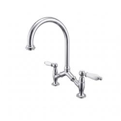 PB classic Torneira de cozinha clássica e nostálgica, cromada, com distância entre os furos variável (2 furos, 18-25 cm) 1208972853