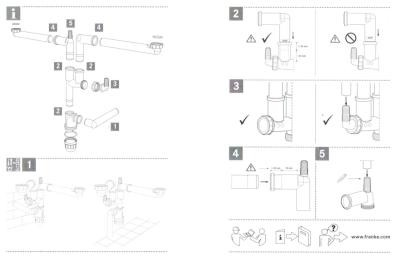 Conjunto de drenagem economizador de espaço Franke para pia de cozinha com 2 cubas Spazio 2 2269