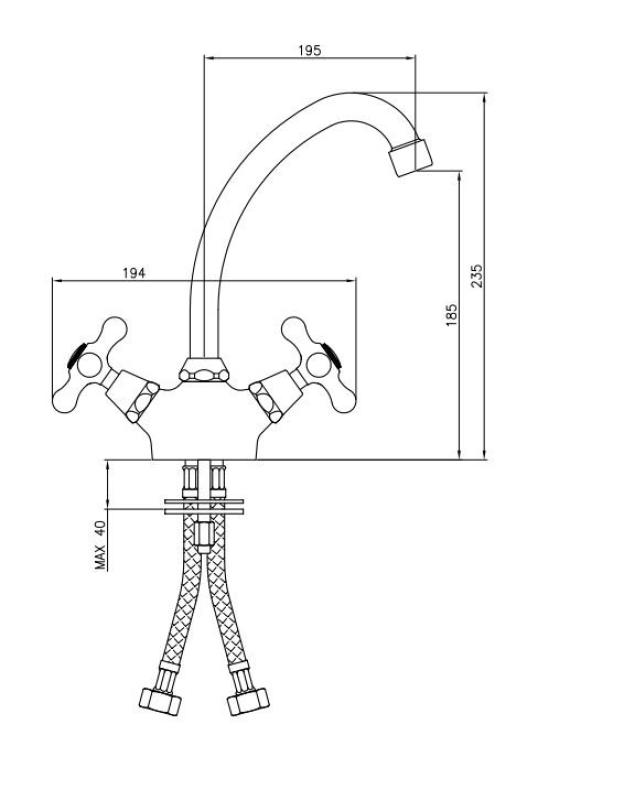 Old Fashion kitchen faucet V1900 Chrome