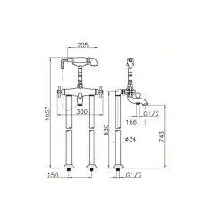 Huber Croisette Misturador de Banho na Coluna Cromado CST3901021