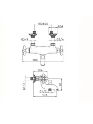 Huber Croisette Misturador Termostático para Banho em Cromado CST2701021