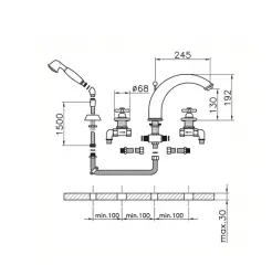 Huber Croisette Misturador de Banho 4 Furos Cromado CS00026021