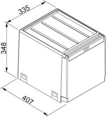 Sistema de resíduos Franke Cube 40 com operação manual, baldes de 2 x 14 litros 1340039330