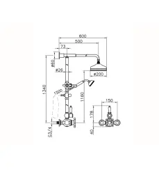 Huber Conjunto de Chuveiro Termostático Vitoriano 20cm Cromado 590.VN21H.CR