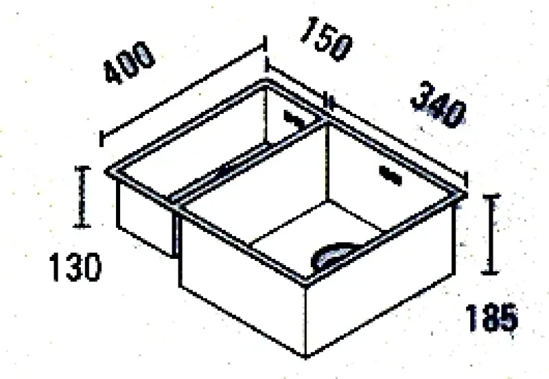 ABK Baronga pia de cozinha de aço inoxidável de uma e meia cuba 15x40+34x40cm Embutida BAR1534F