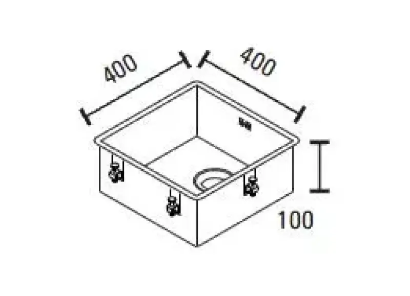 ABK Baronga pia rasa para deficientes, aço inoxidável de 10cm, 40x40 cm, para montagem nivelada, montagem inferior e montagem superior BAR4010FVI